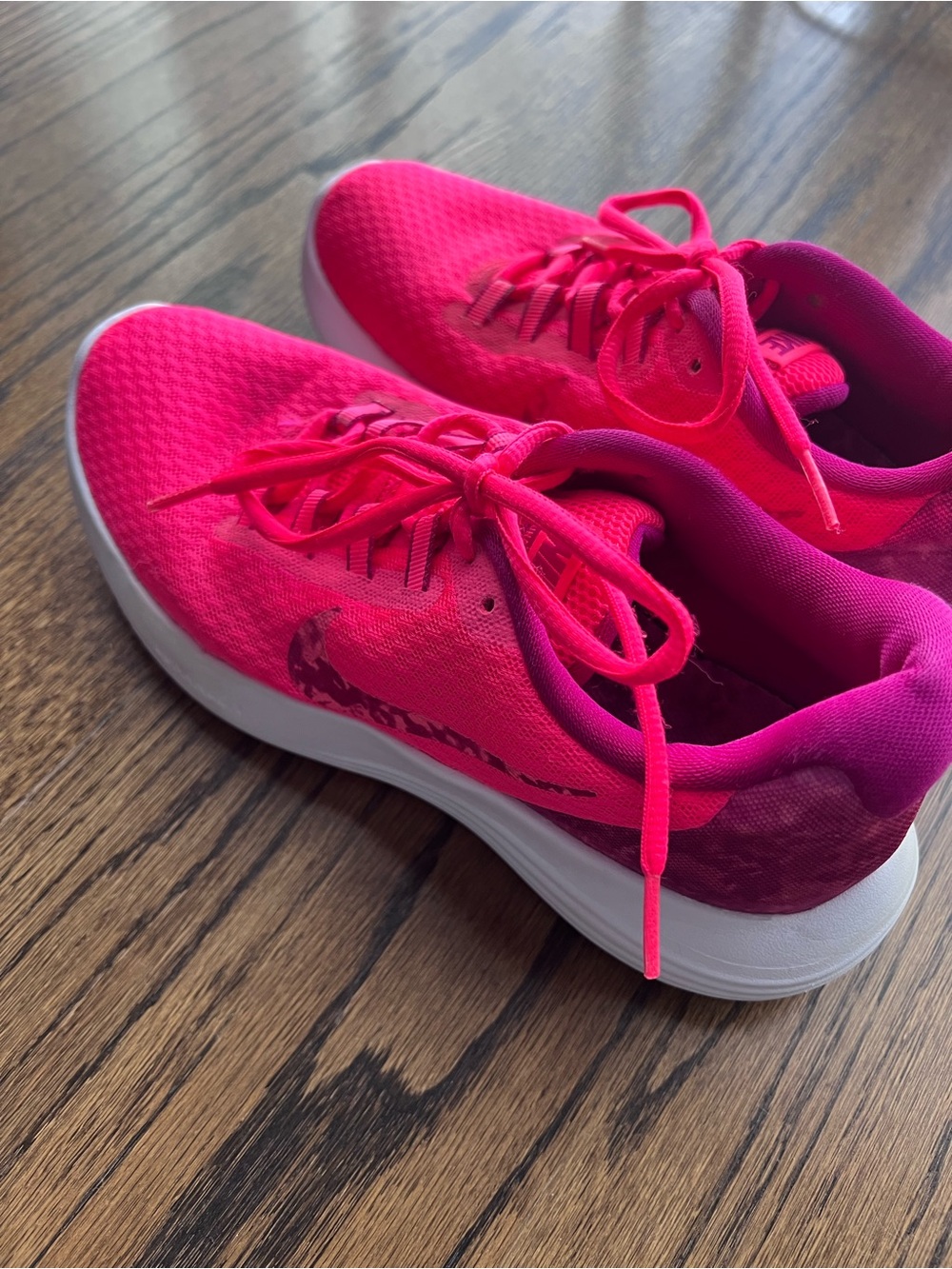 Nike Women's Hot Pink Athletic Running Shoes with White Sole